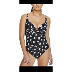 NEW Pour Moi Control One Piece Black Daisy Print Swimsuit 34C
